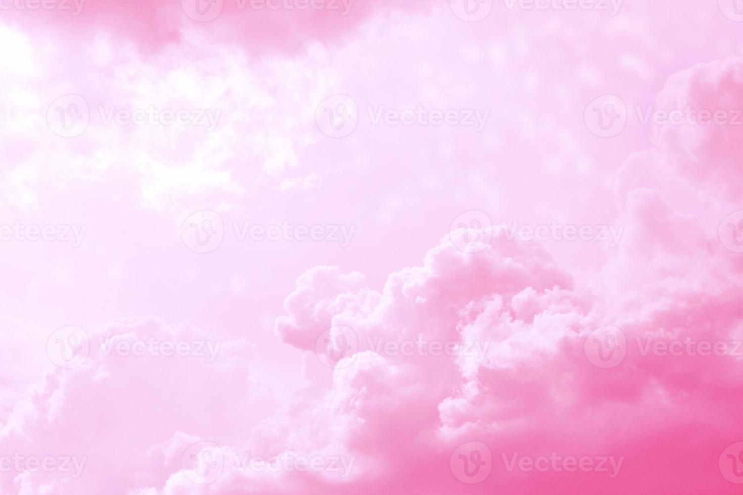 Blurred background. Blue sky and white fluffy clouds. photo