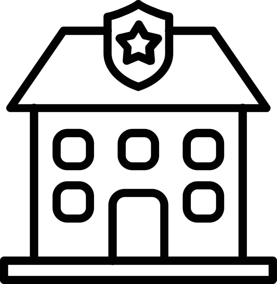 Police Station Vector Line Icon