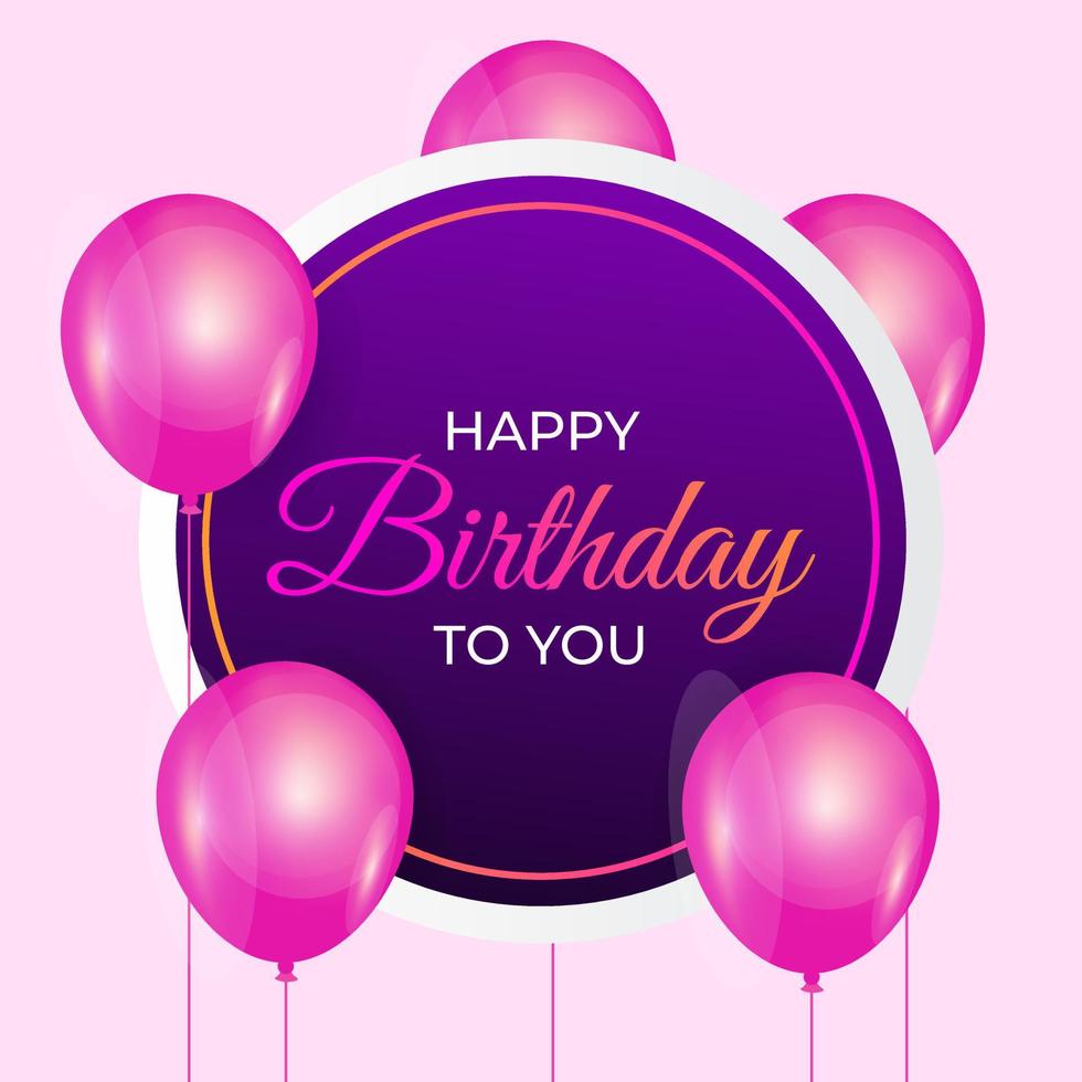 Glossy balloons birthday poster pink vector