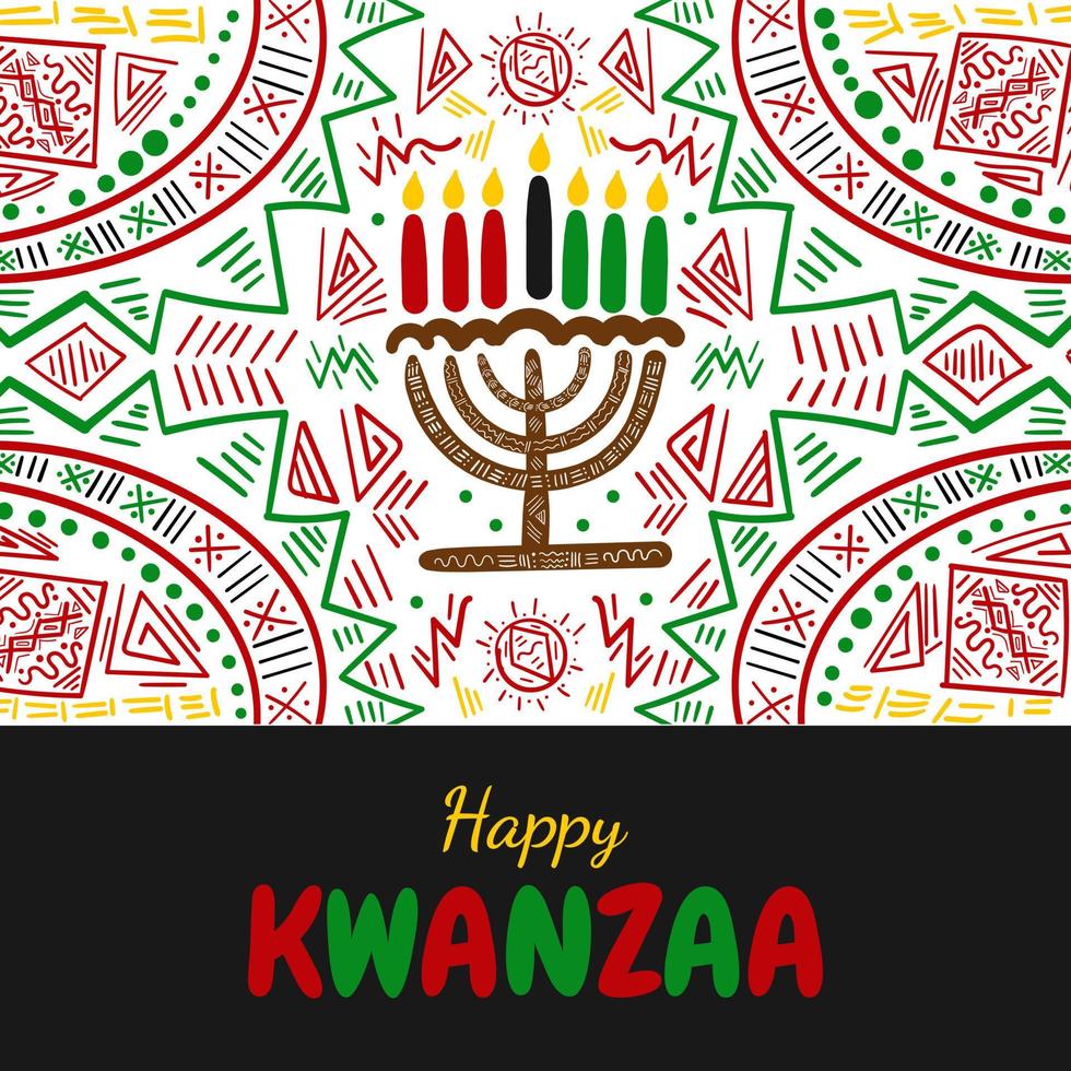 Flat design kwanzaa concept with hand drawn pattern vector