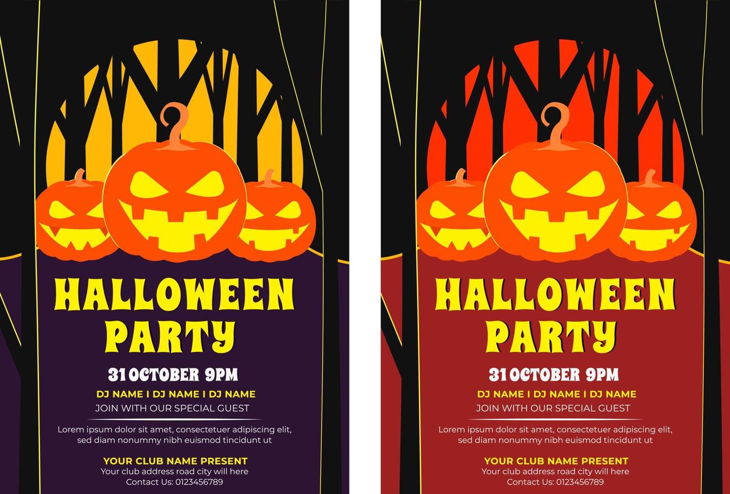 Halloween party flyer template in flat design vector