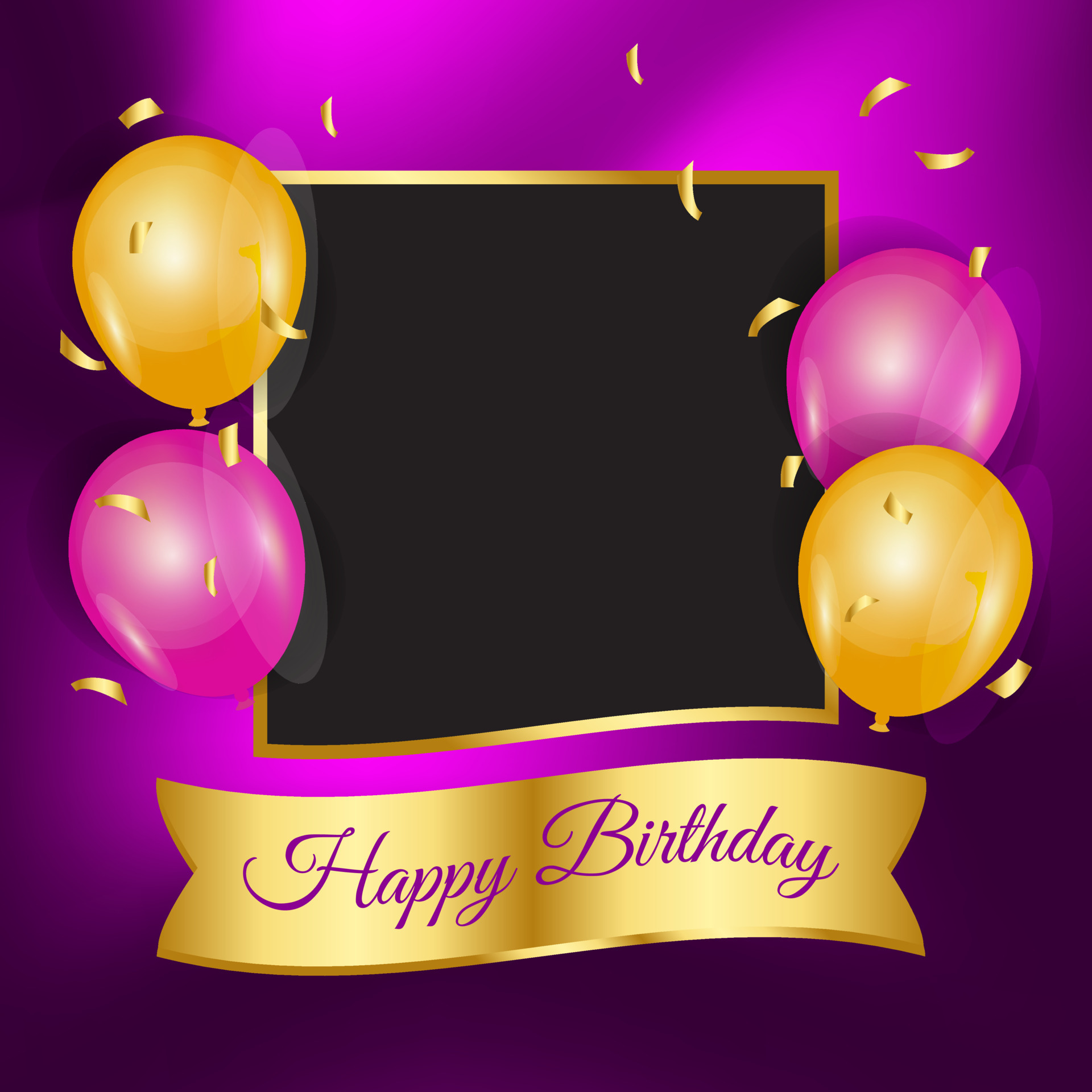 Happy birthday background with balloons cap and photo frame 9286647 ...
