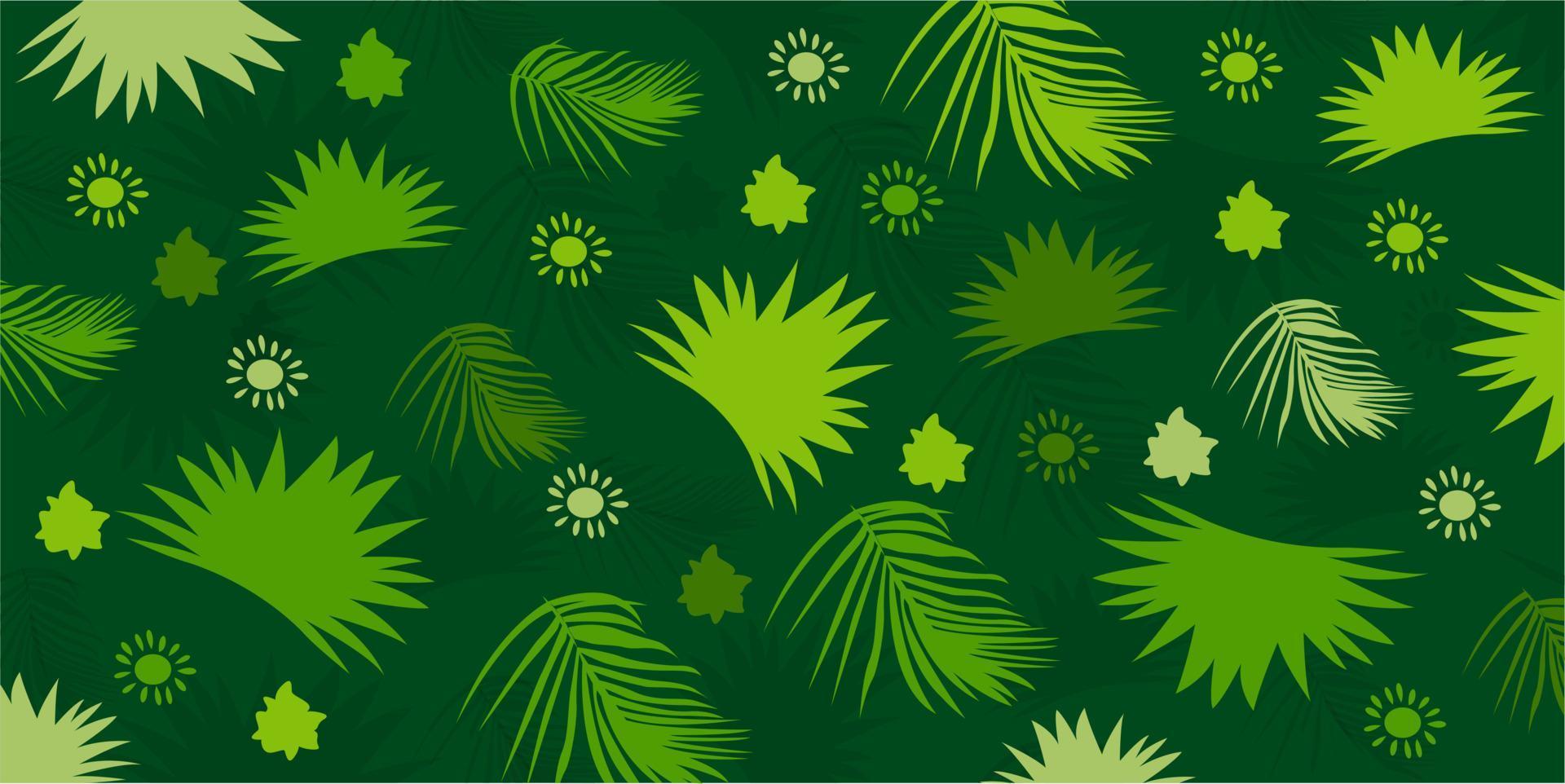 Green background with tropical leaves vector