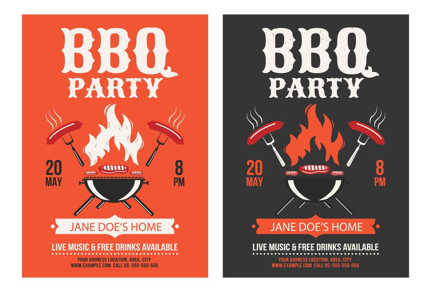 Barbecue party flyer template, bbq flyer vector