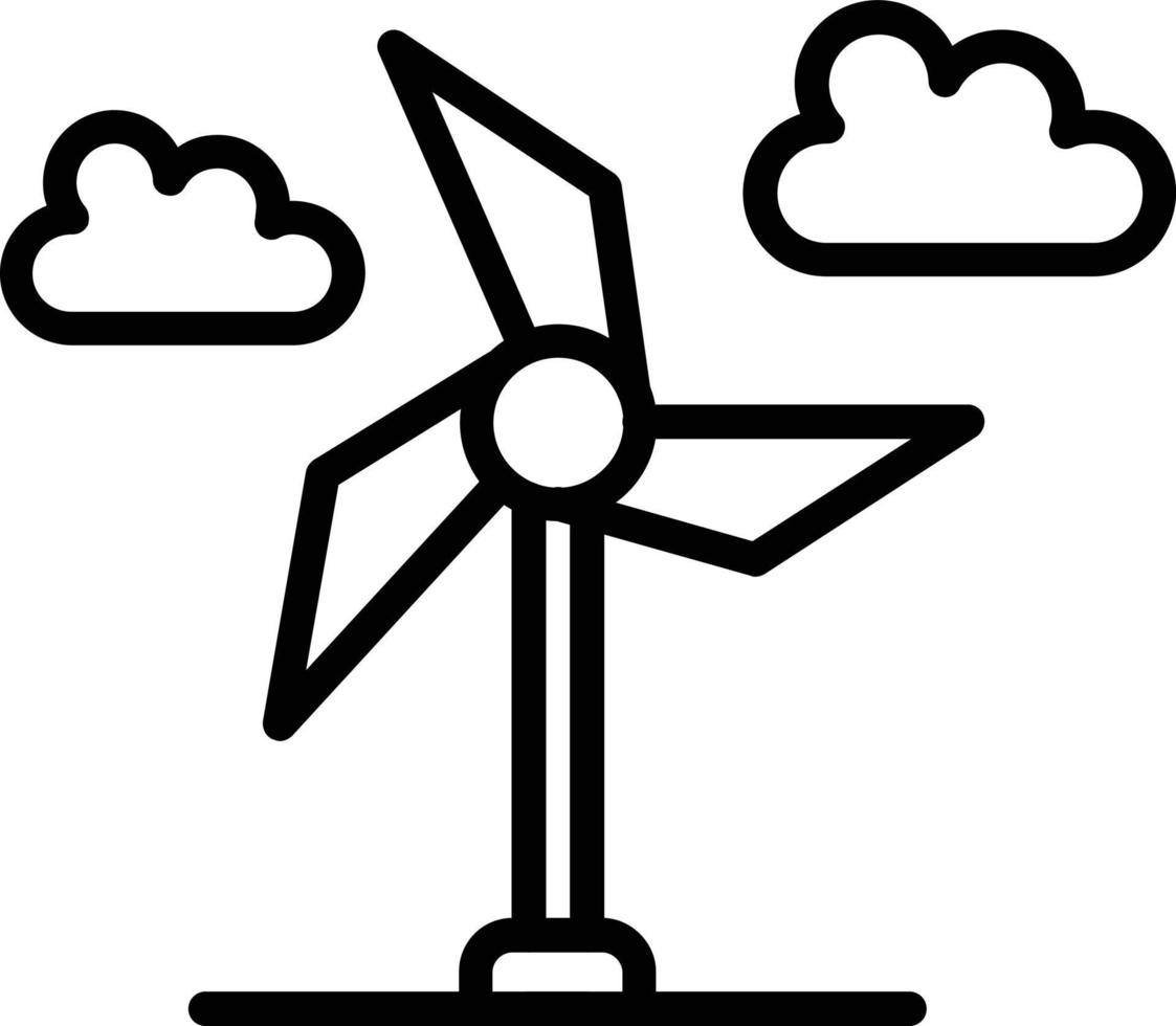 icono de línea de vector de turbina de viento