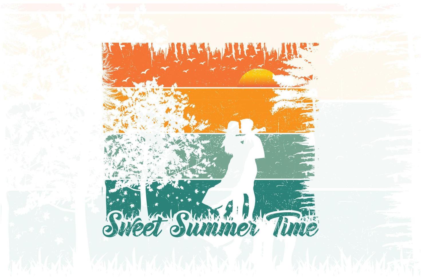 sweet summer time summer couple t shirt design vector