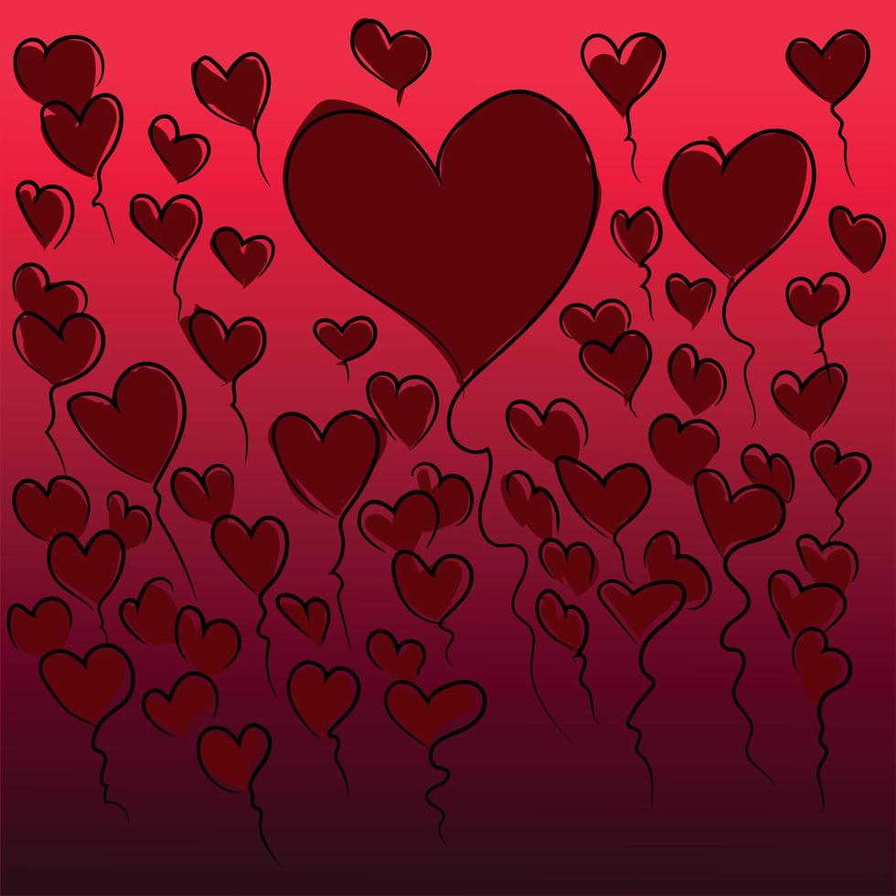 Red love heart vector illustration background