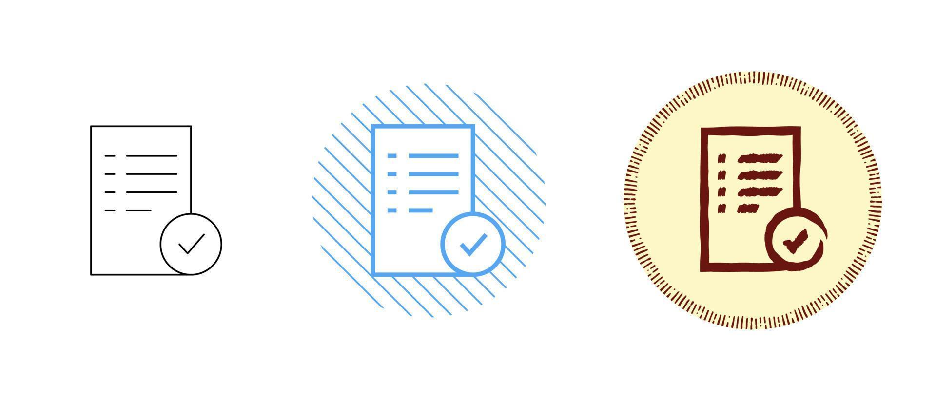 This is a set of contour and color icons of the examination form vector