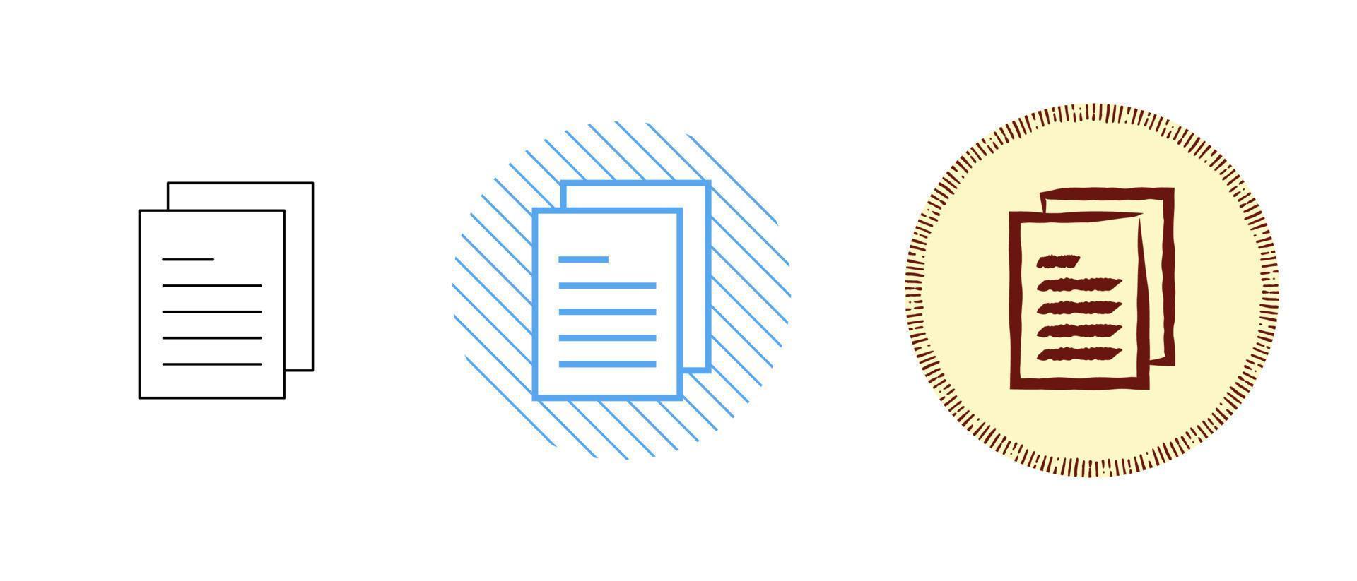 This is a set of contour and color icons copies of documents vector