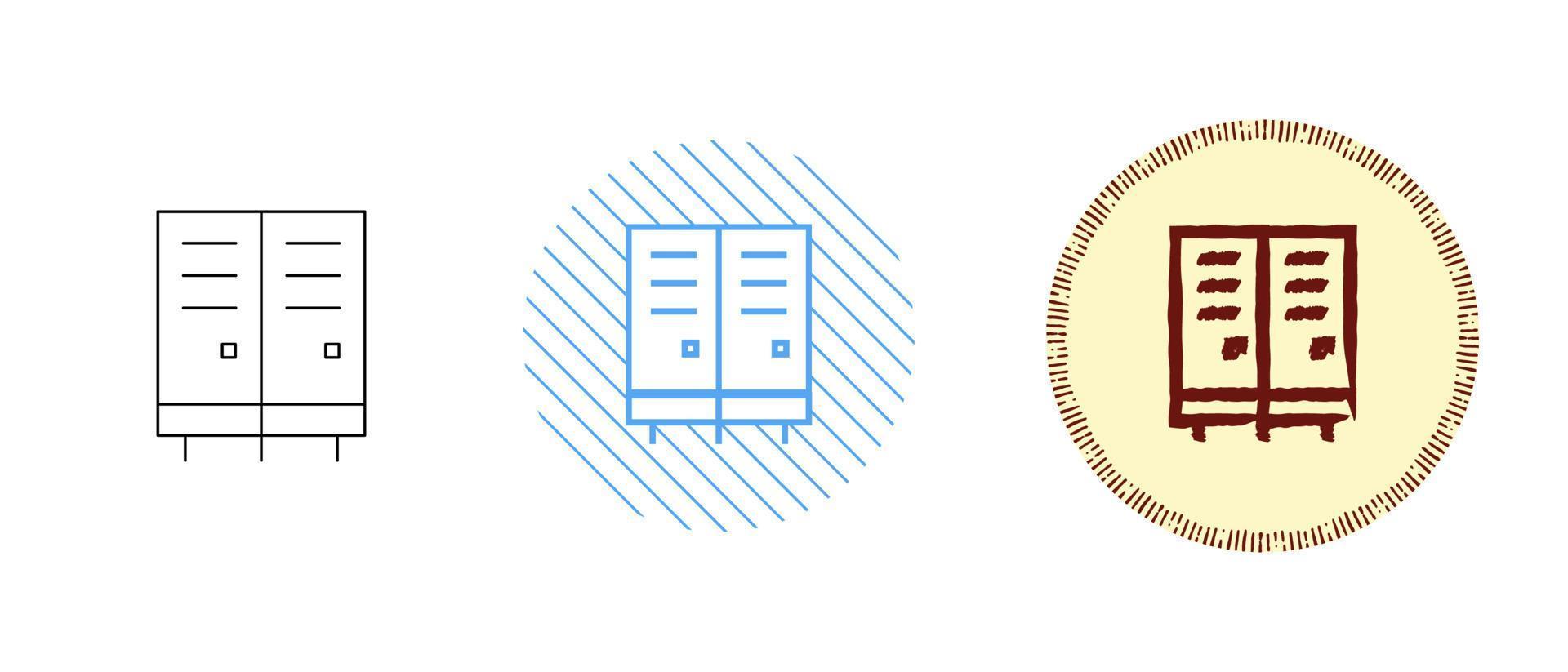 This is a set of contour and color locker icons vector