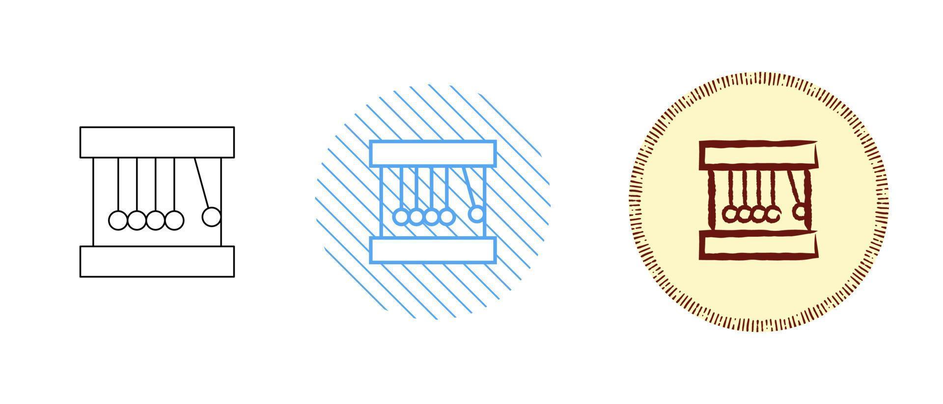 This is a set of contour and color icons of Newton's cradle vector