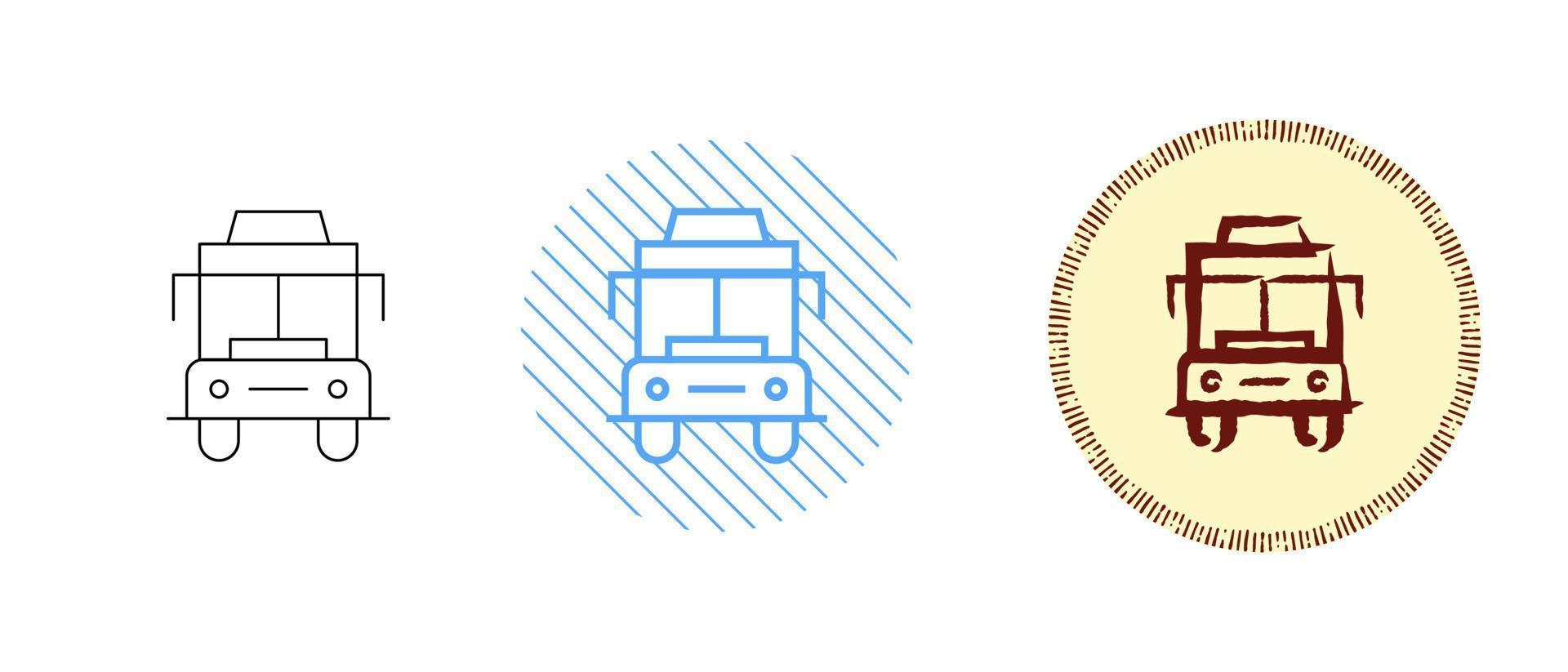 This is a set of contour and color school bus icons vector