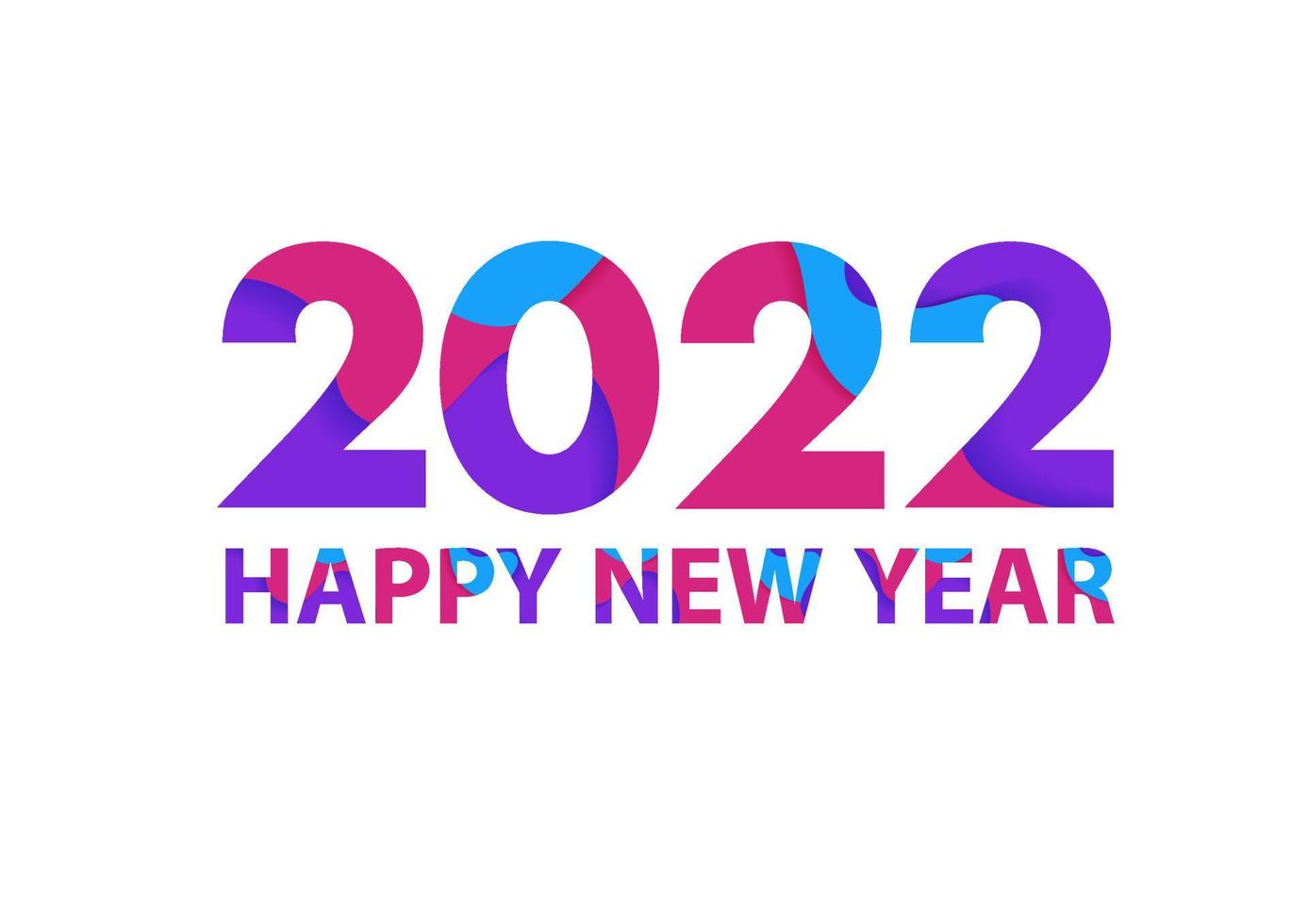 Happy New Year 2022 , Fluid shapes colorful geometric design. Vector illustration