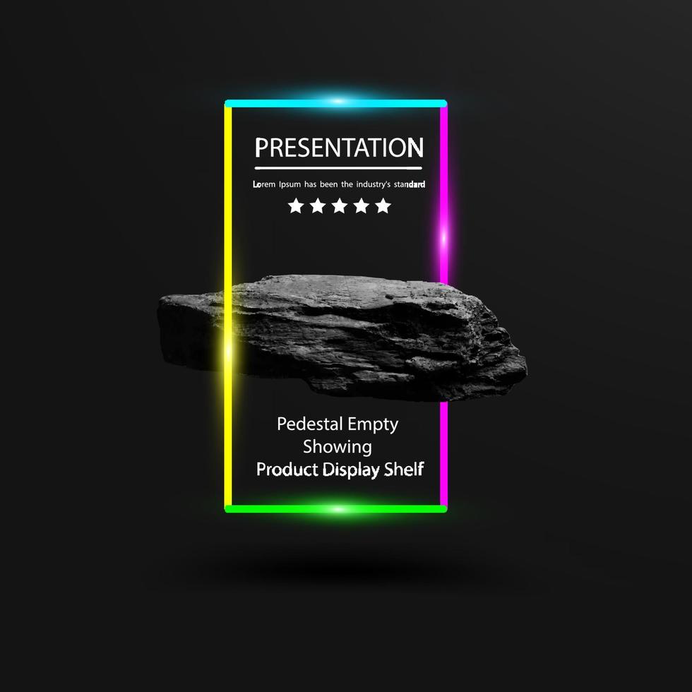 podio de piedra negra vectorial para diseño de exhibición de presentación de productos, podio cosmético y concepto de ideas de moda vector