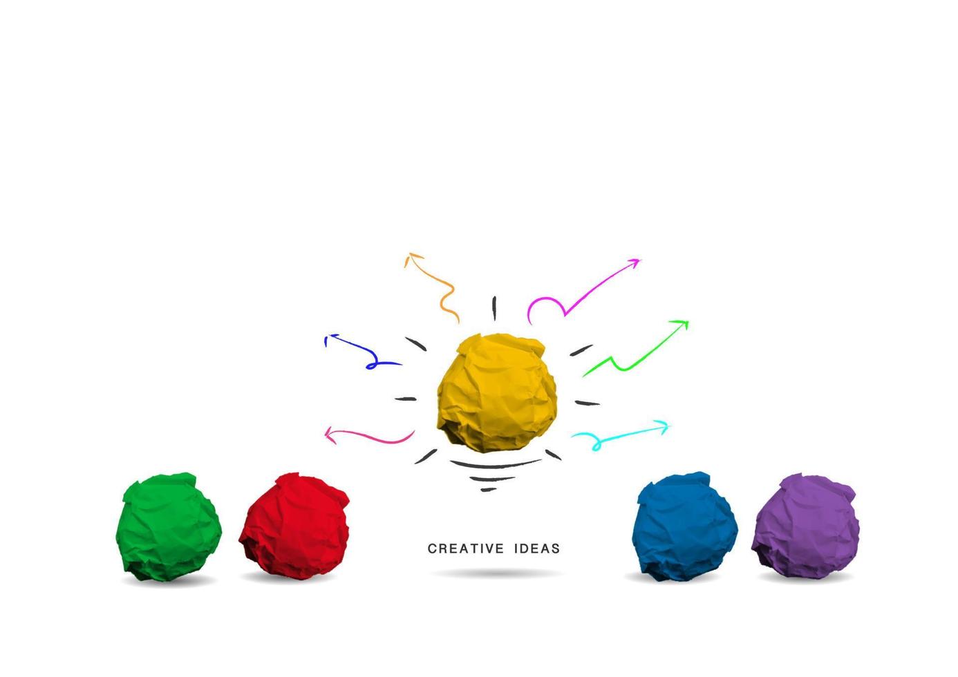 Vector concept creative idea and innovation with paper ball. With Doodle art painting