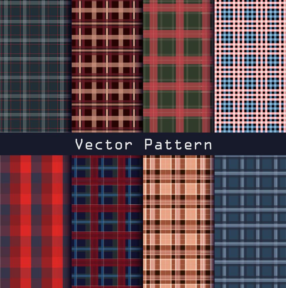 patrones de camisa de franela a cuadros vectoriales. fondos de estilo hipster de moda vector