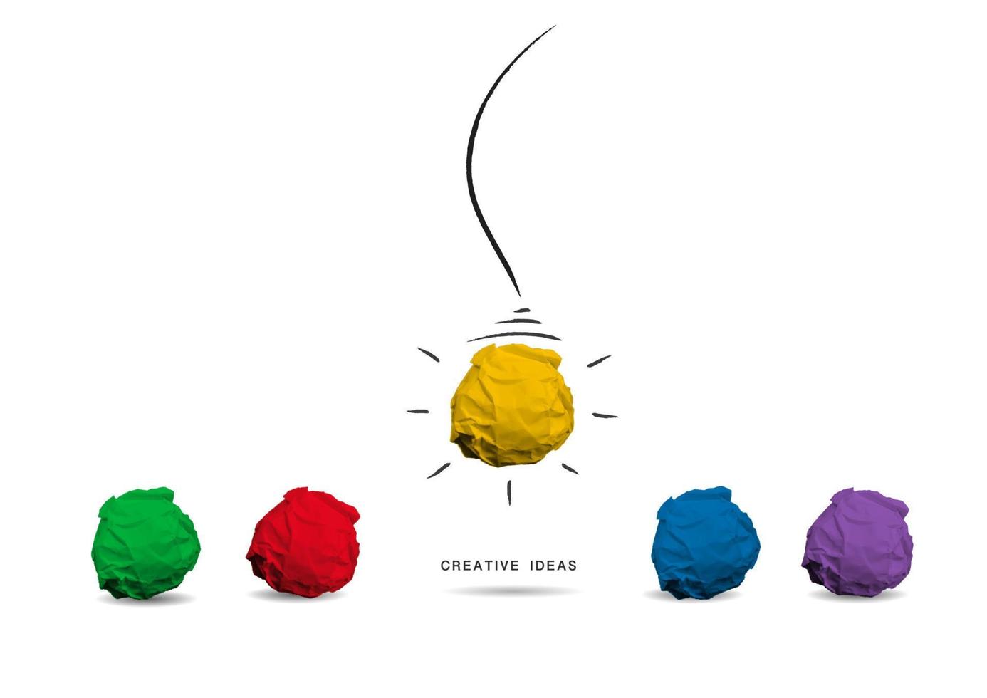 Vector concept creative idea and innovation with paper ball. With Doodle art painting