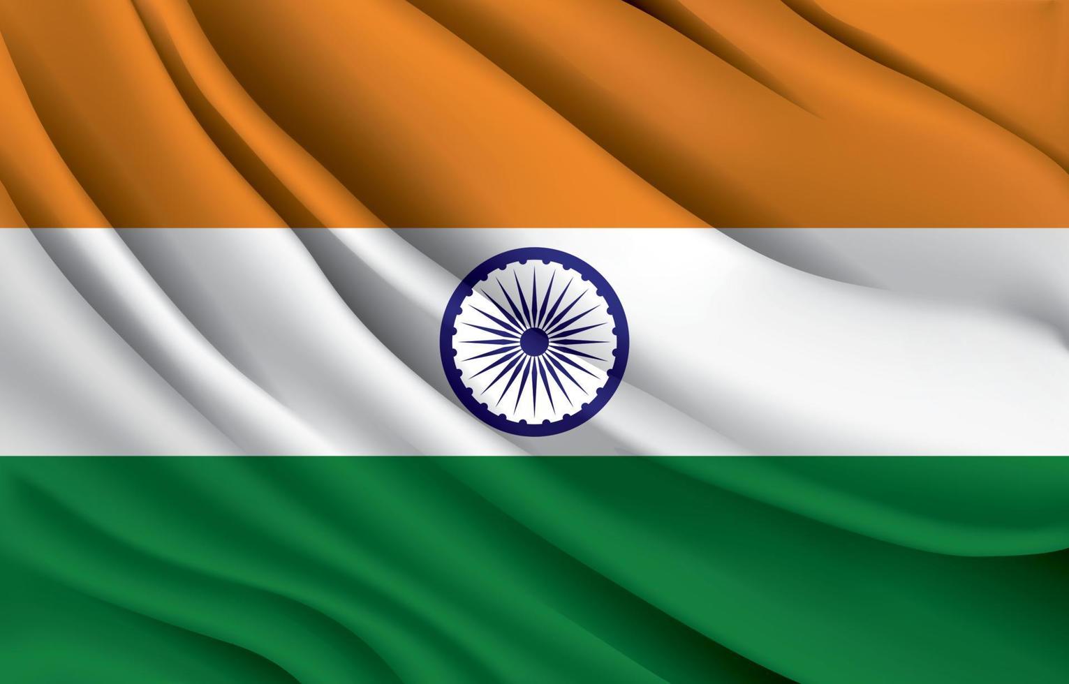 bandera nacional india ondeando ilustración vectorial realista vector
