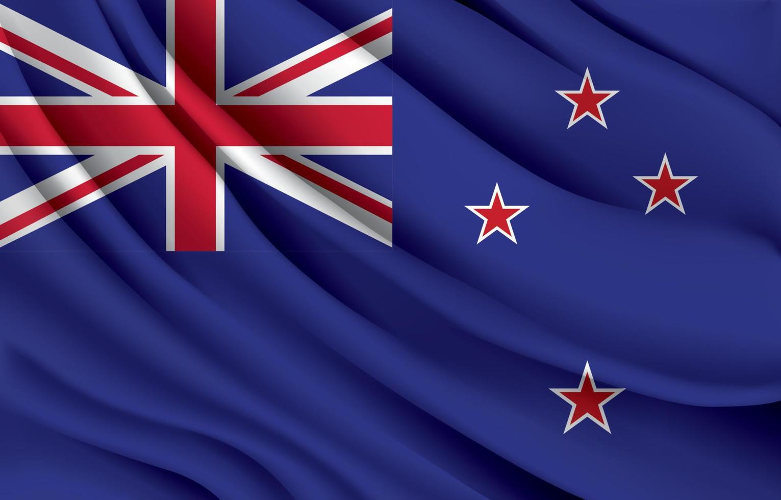 new zealand national flag waving realistic vector illustration