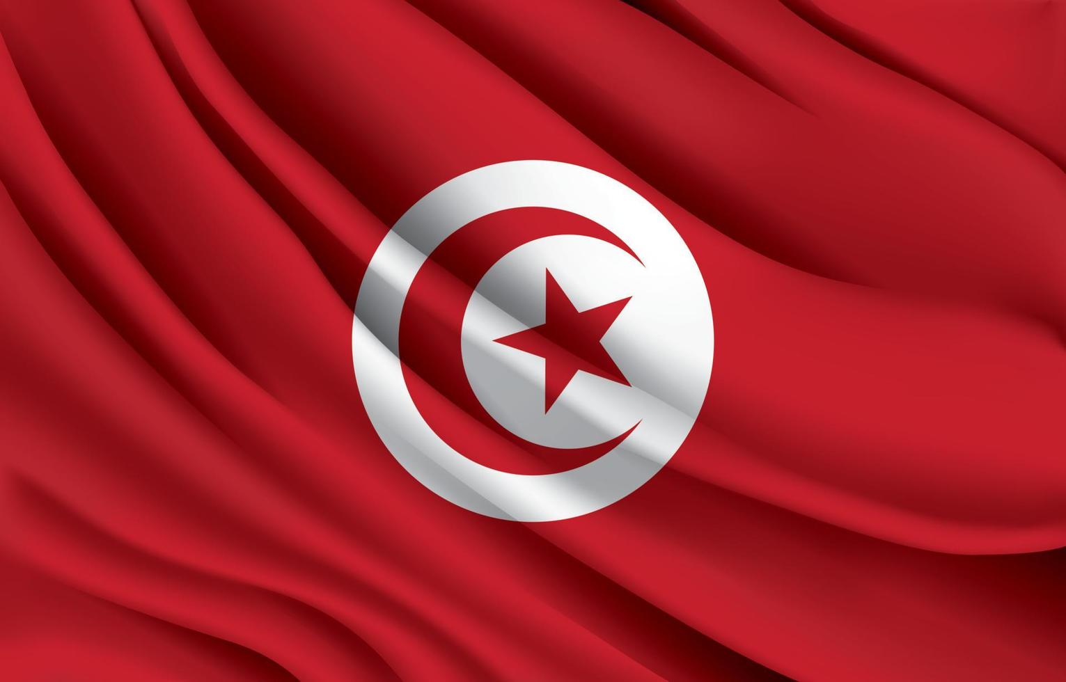 tunisia national flag waving realistic vector illustration