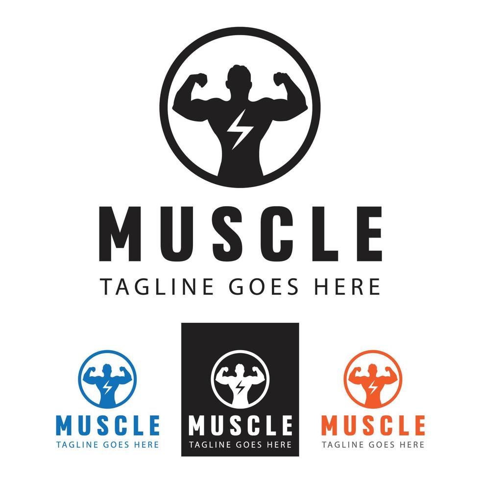 plantilla de logotipo muscular para gimnasio vector