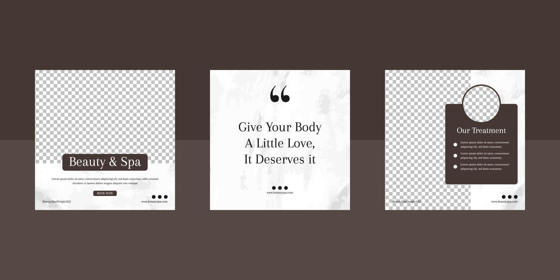 Beauty and spa social media post template vector