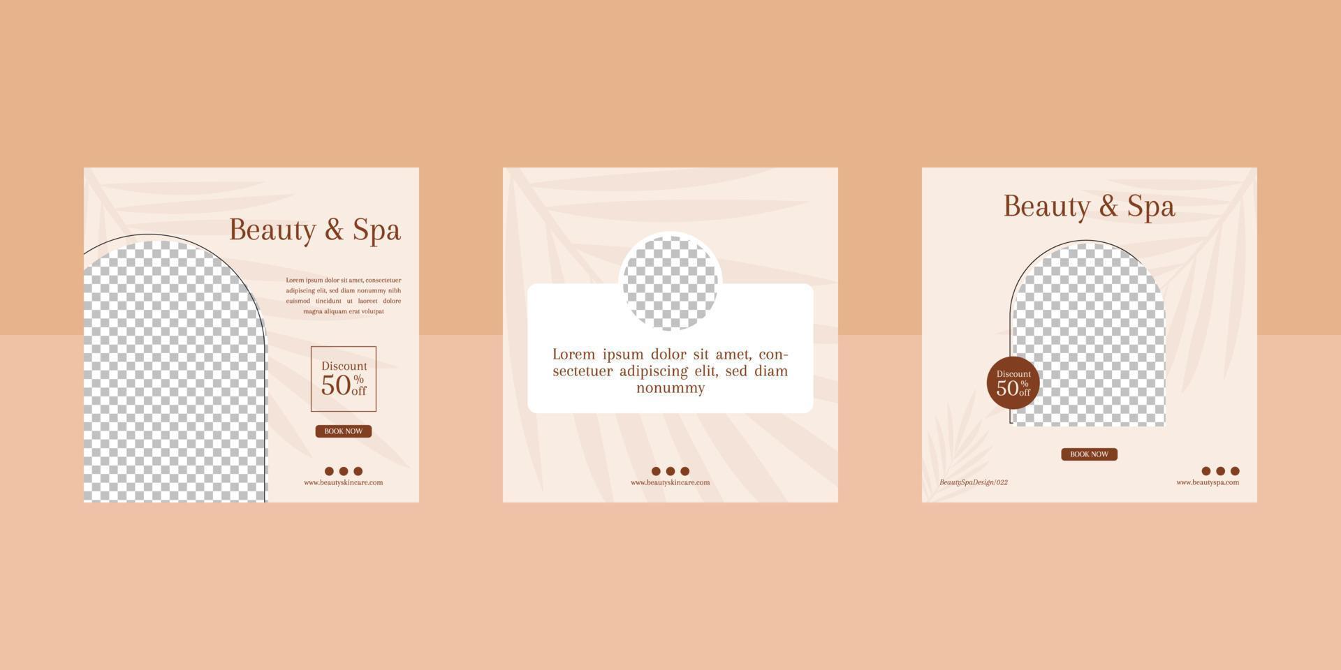 Beauty and spa social media post template vector