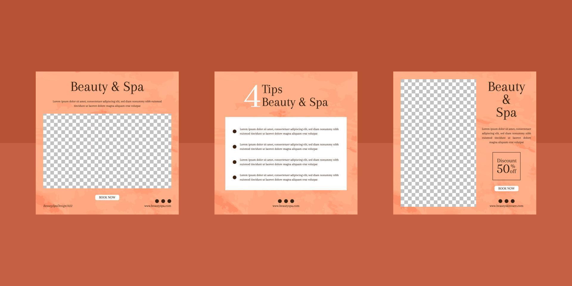 Beauty and spa social media post template vector