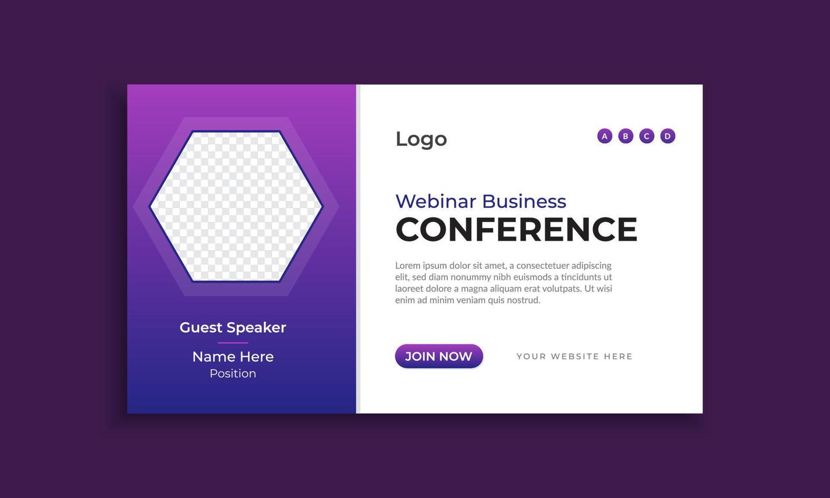 Simple and clean business webinar conference web banner template vector