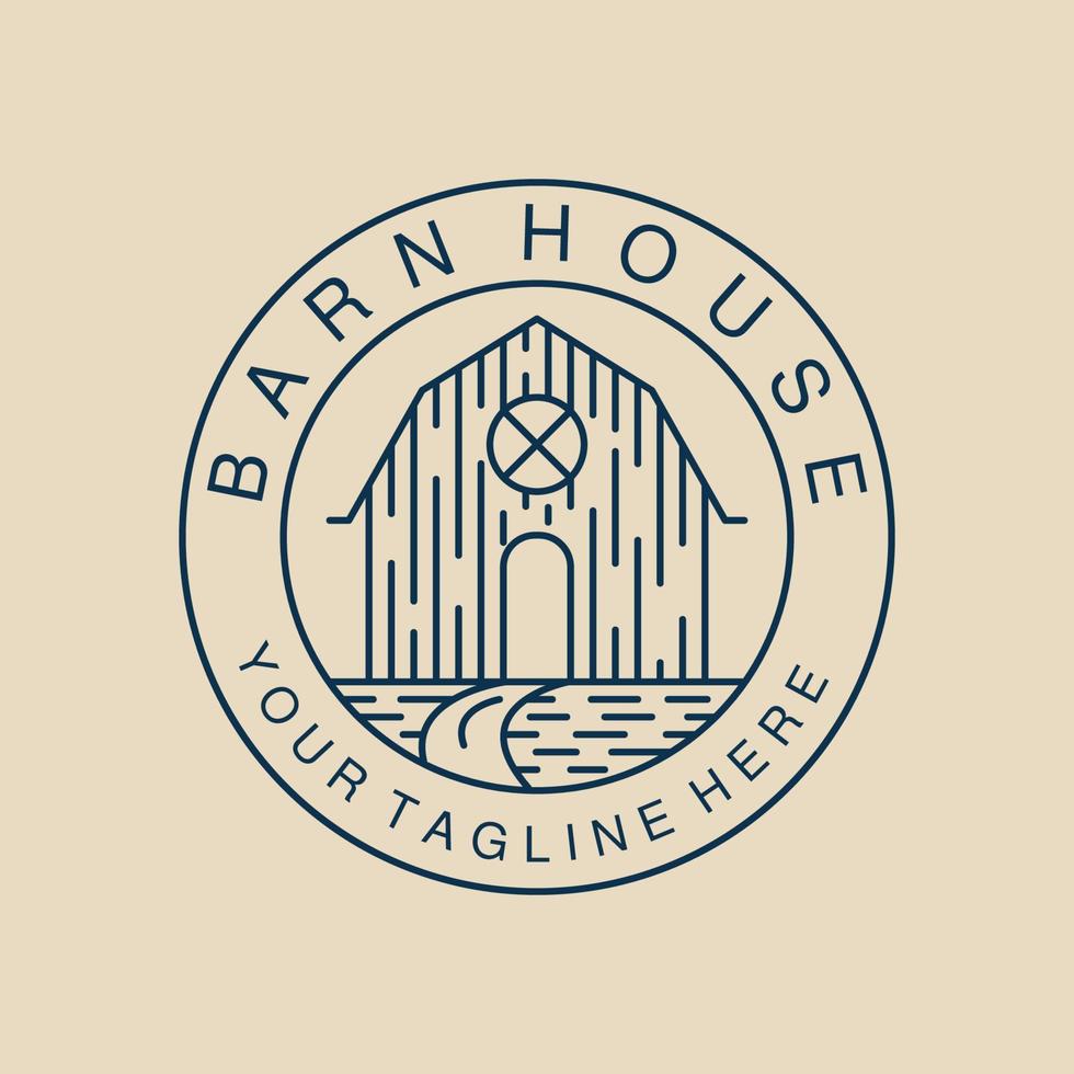 Barn house linear logo, icon and symbol, farm, with emblem vector illustration design