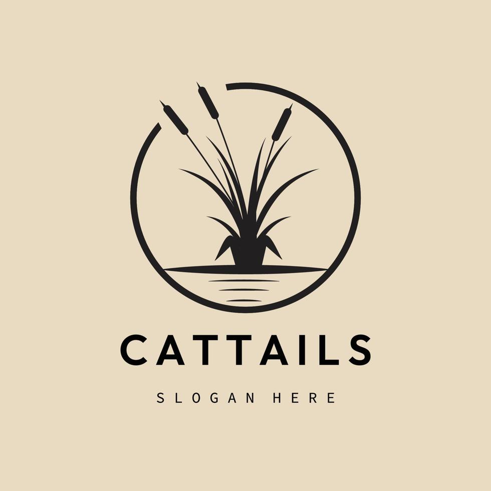 cattails vintage logo, icon and symbol, with emblem vector illustration design