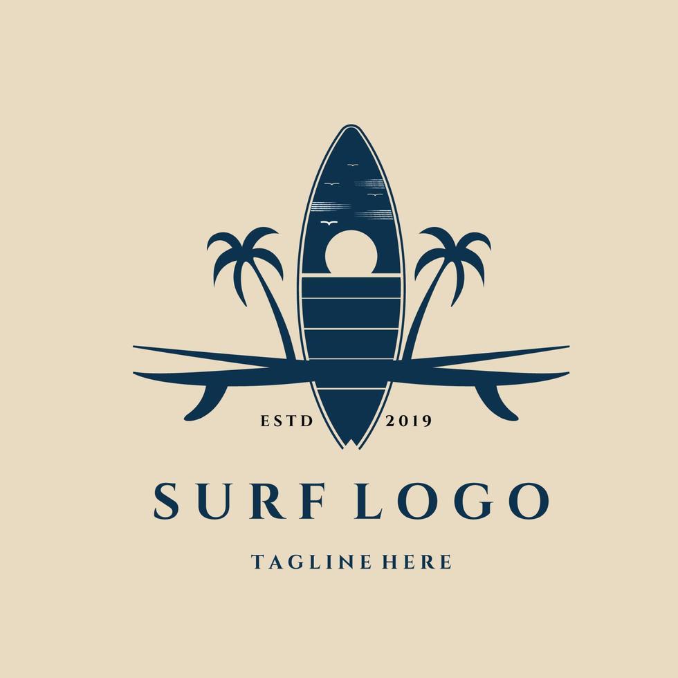 surf vintage  logo, icon and symbol, with emblem vector illustration design
