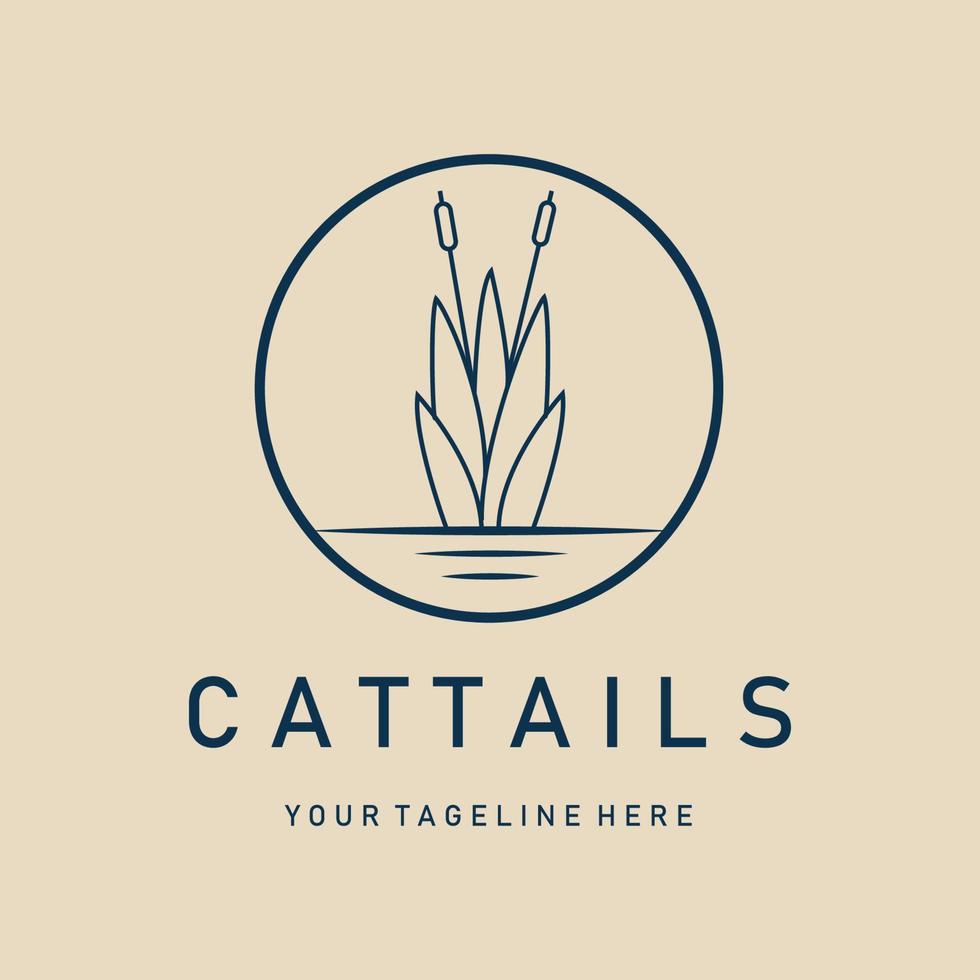 cattails line art logo, icon and symbol, with emblem vector illustration design