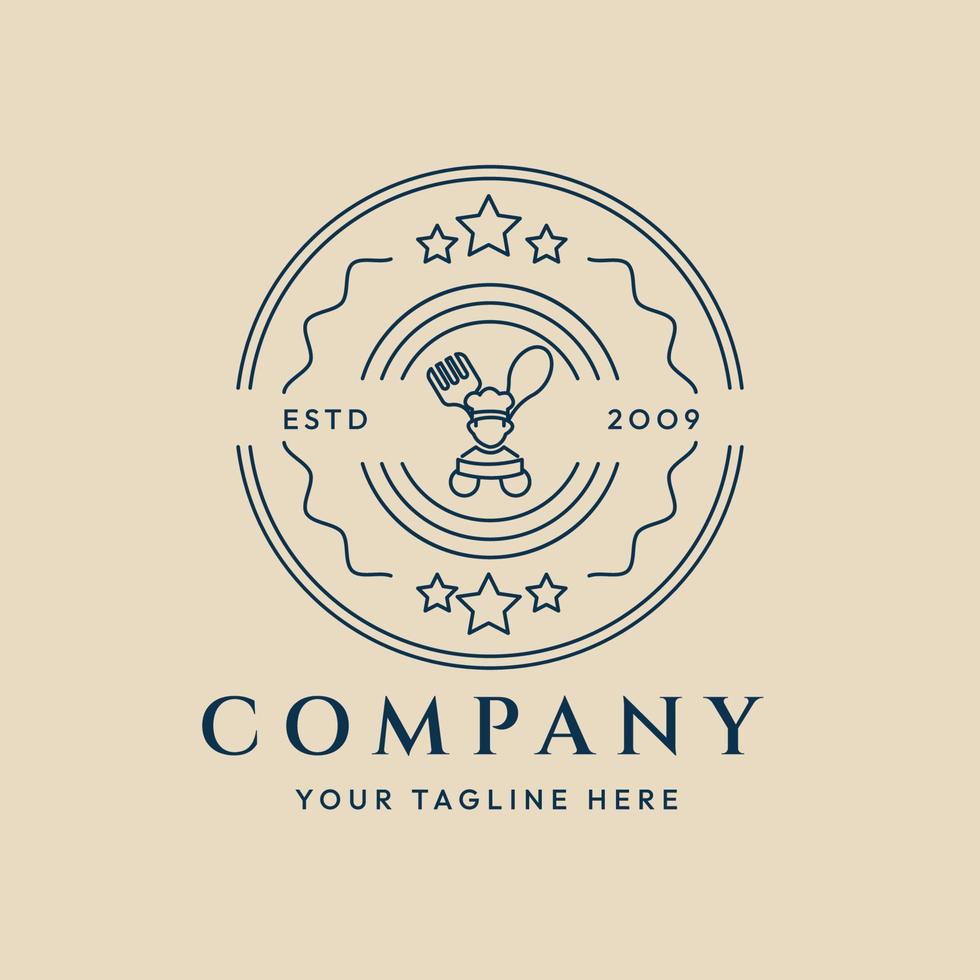 restaurant line art logo icon and symbol. chef,fork, and spoon vector illustration design