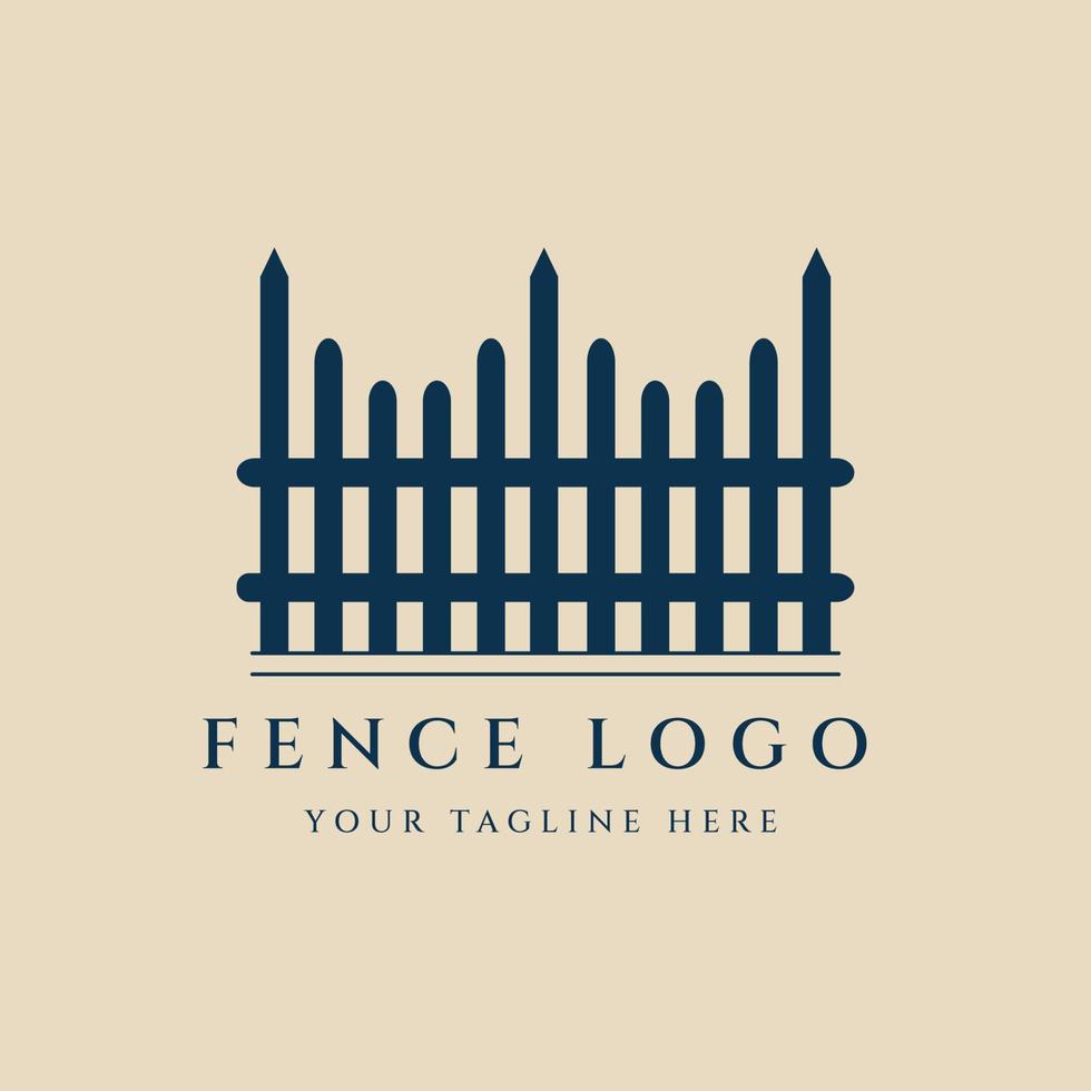 fence vintage logo, icon and symbol, with emblem vector illustration design