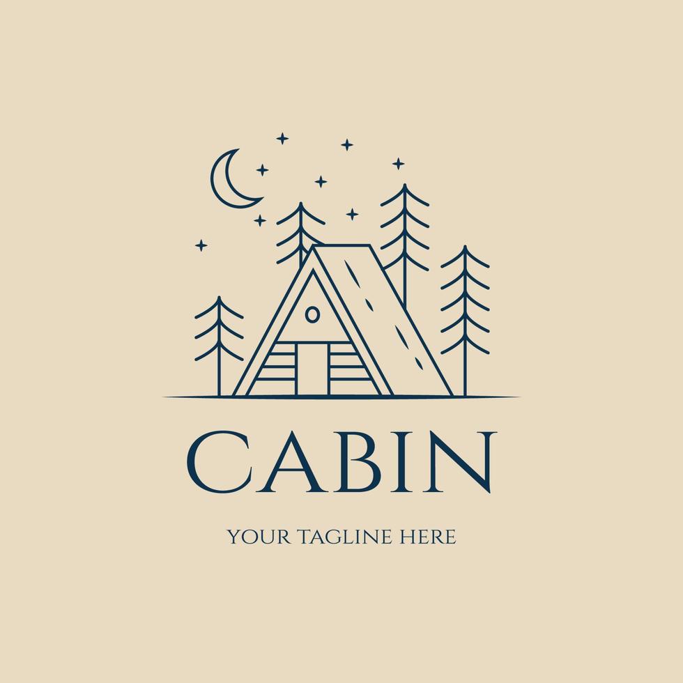 cabin linear logo, icon and symbol, vector illustration design