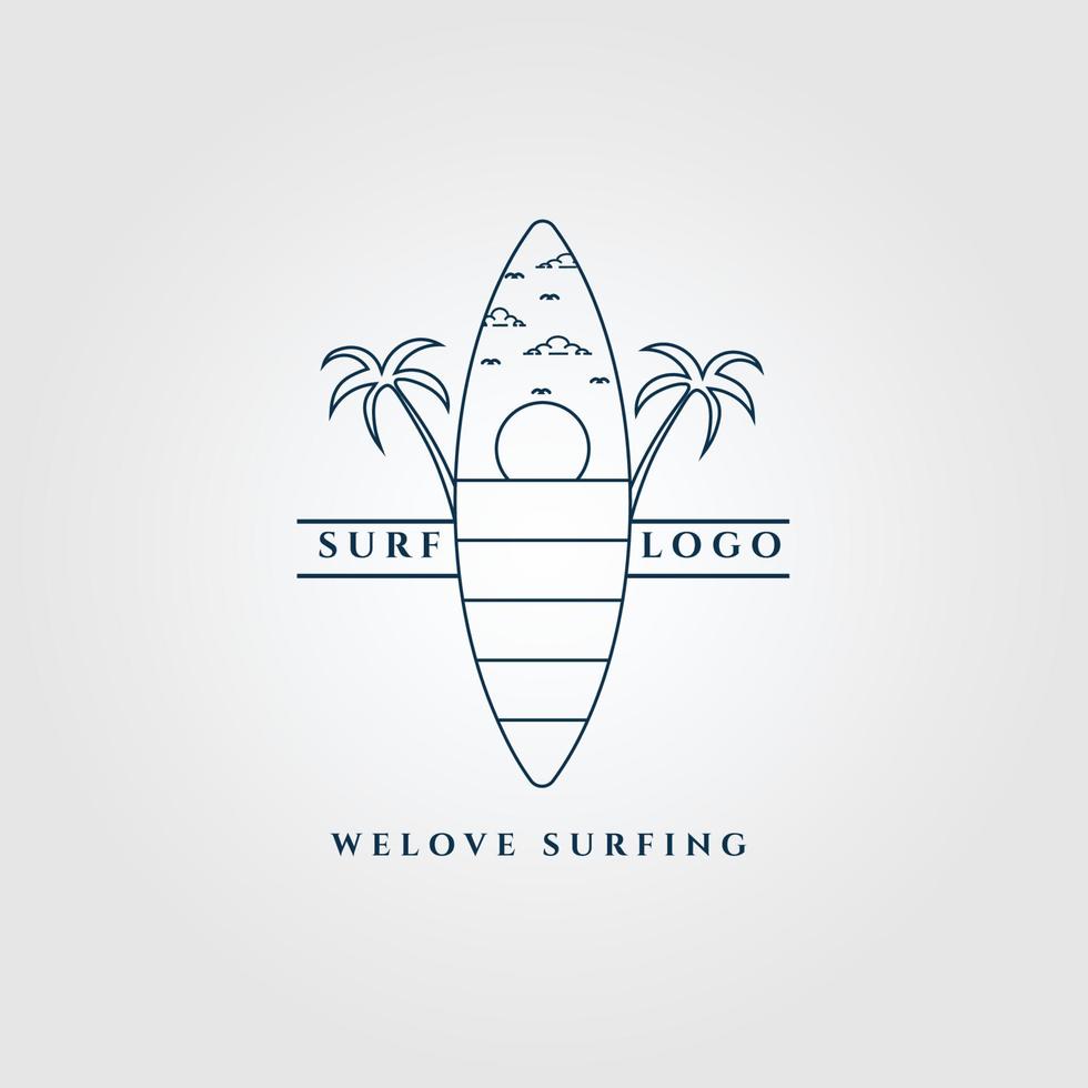 surfing logo line art, icon and symbol vector illustration design