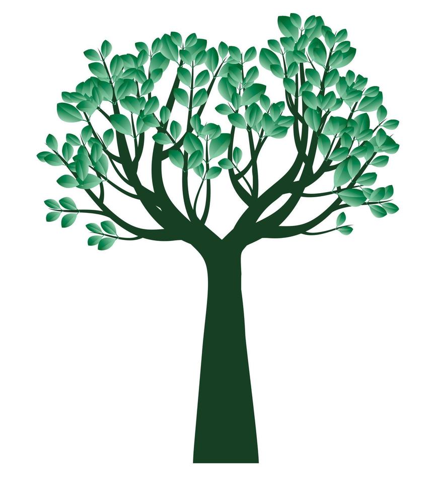 Green spring Tree wth Roots. Vector Illustration.