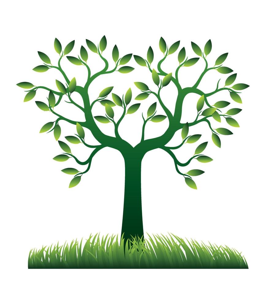 Green spring Tree. Vector Illustration.