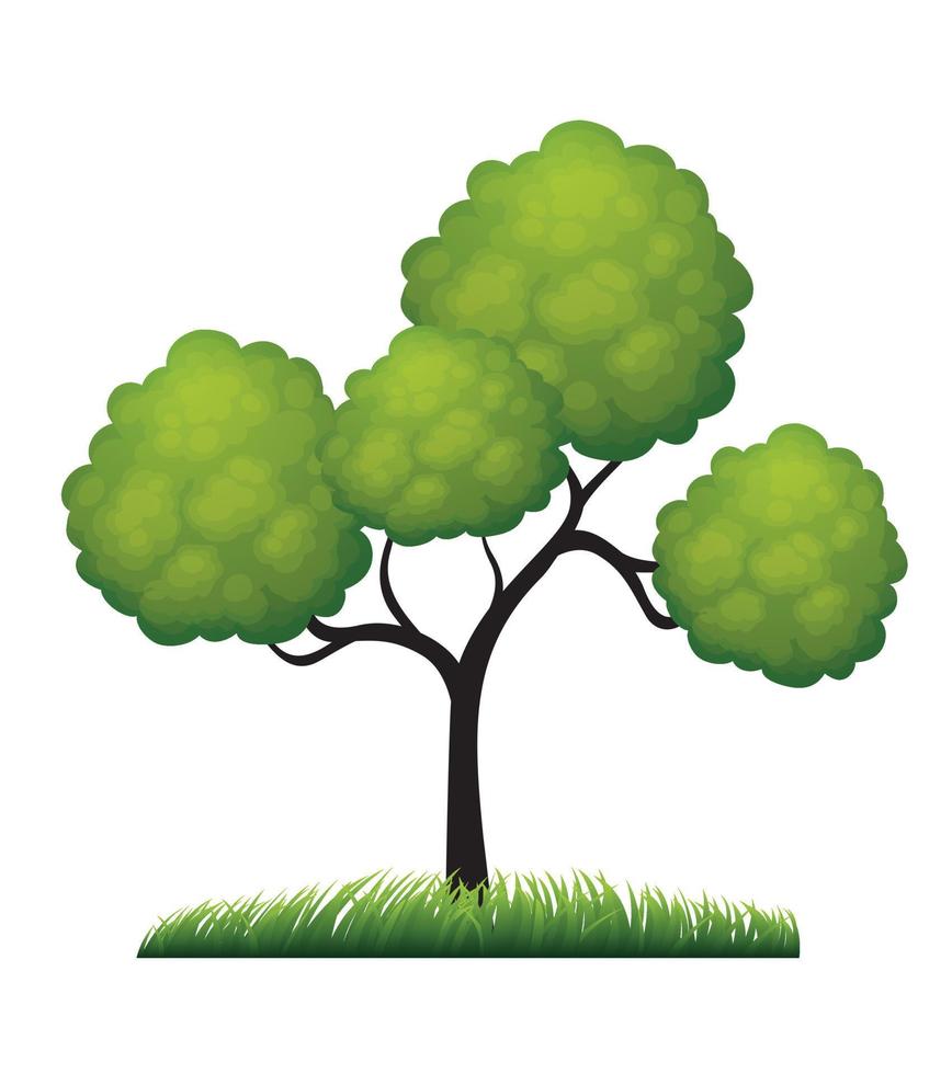 Green spring Tree. Vector Illustration.