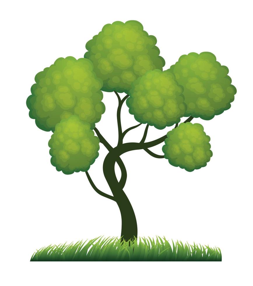 Green spring Tree. Vector Illustration.