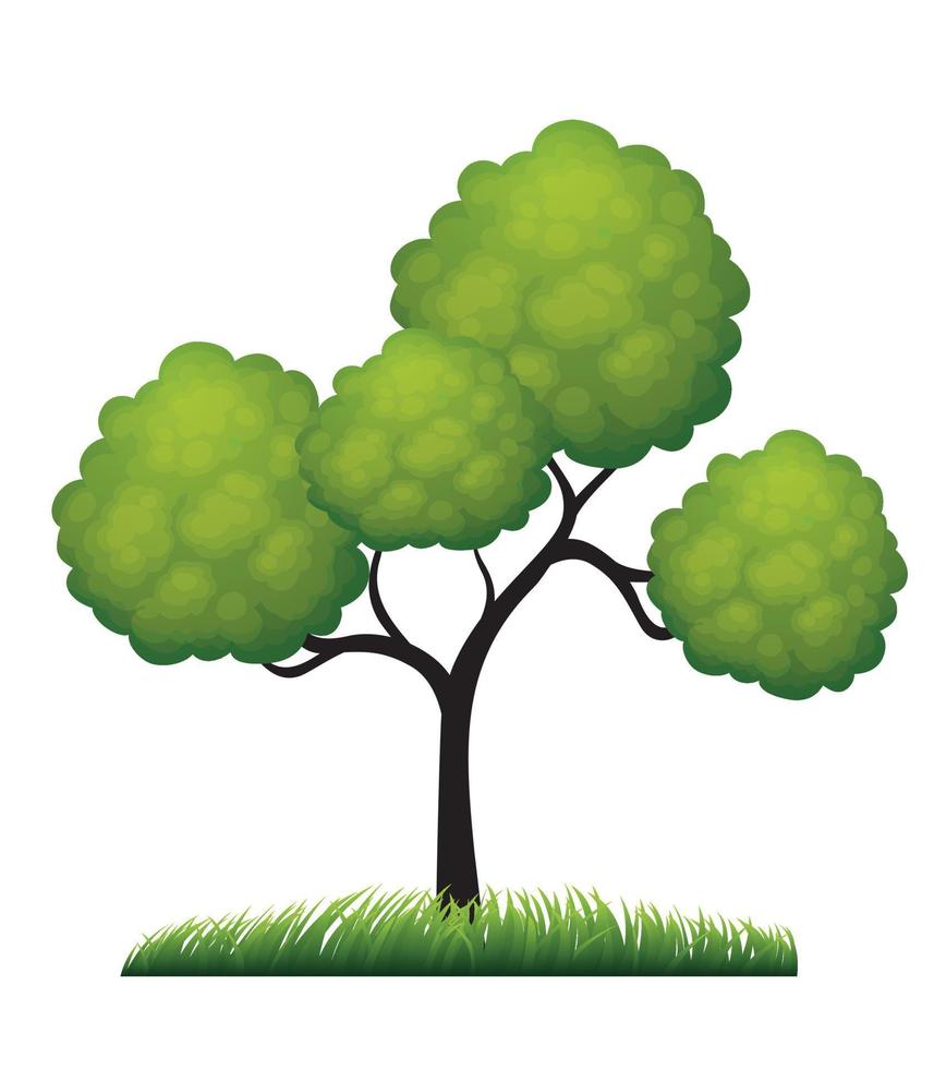 Green spring Tree. Vector Illustration.