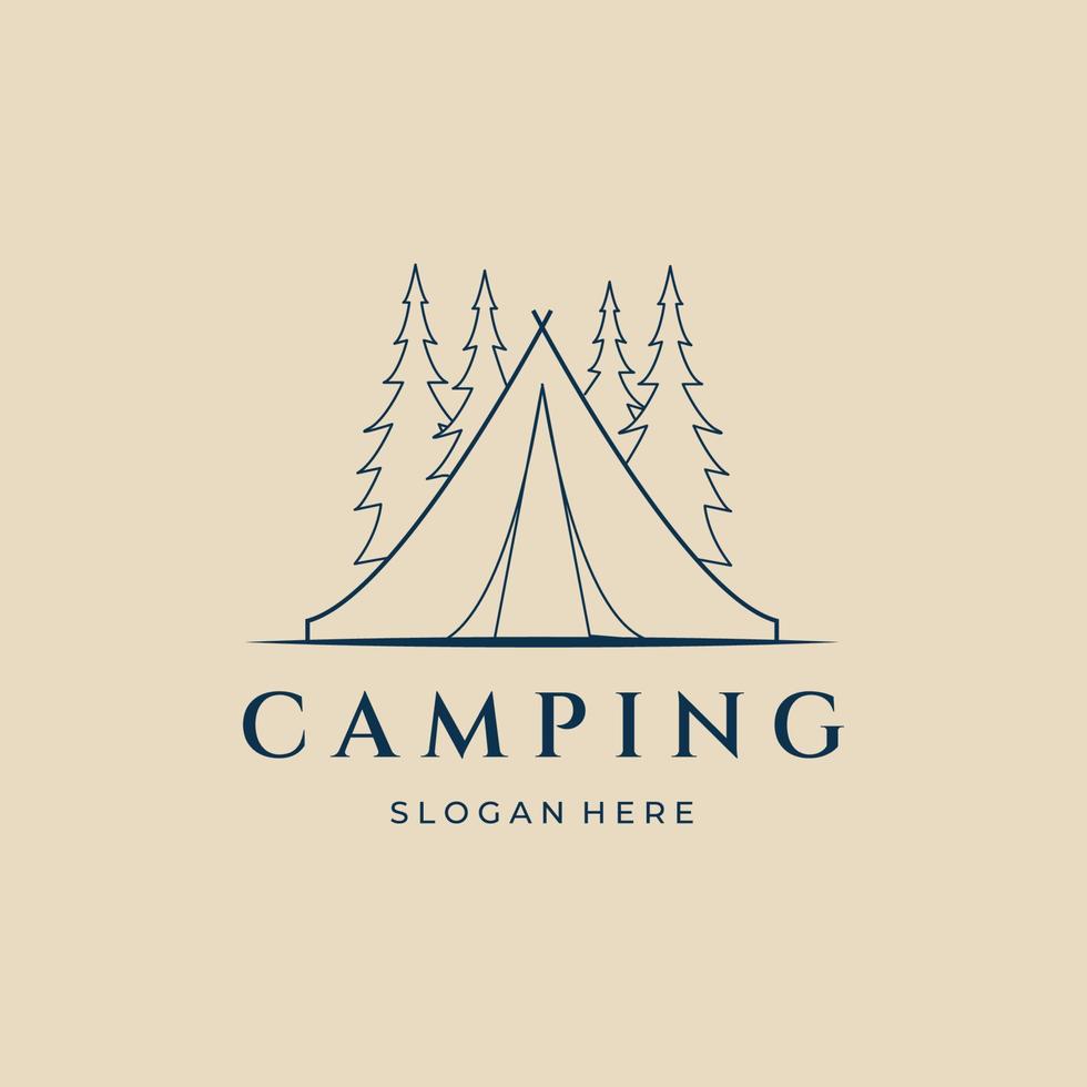 camping line art logo, icon and symbol, with emblem vector illustration design