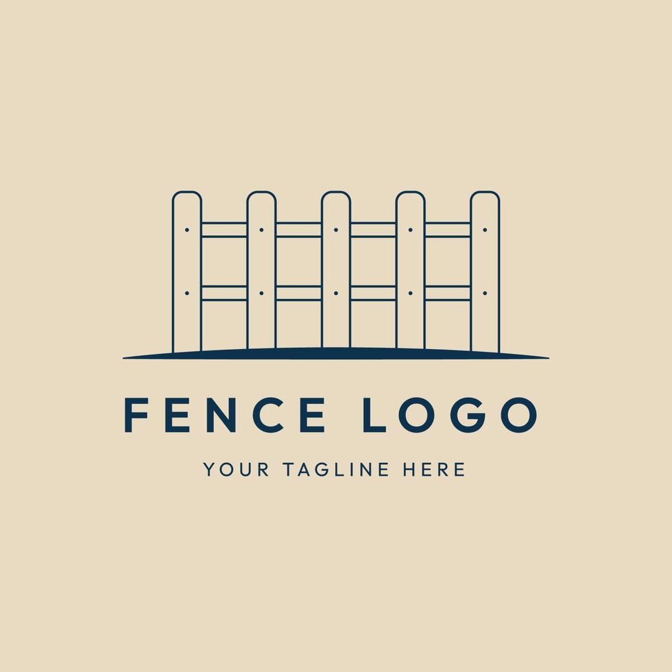 fence line art logo, icon and symbol, with emblem vector illustration design