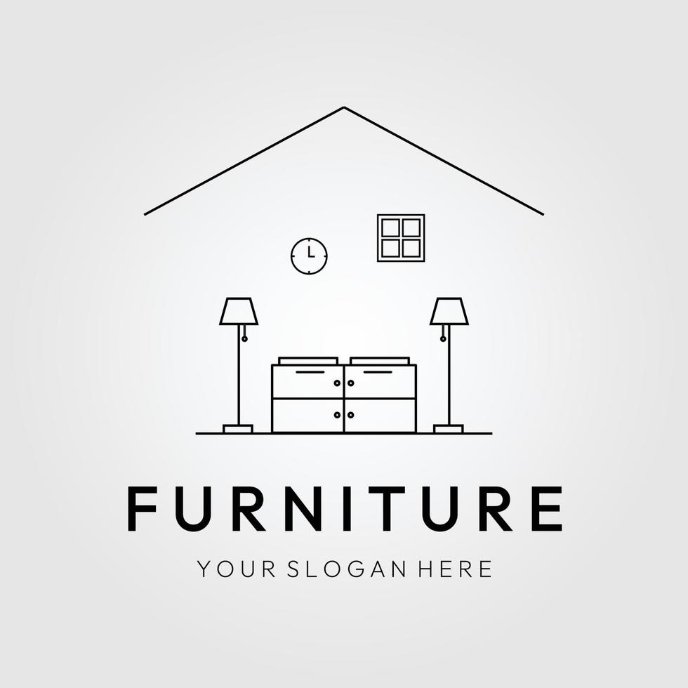 furniture logo line art, icon and symbol, with emblem vector illustration design
