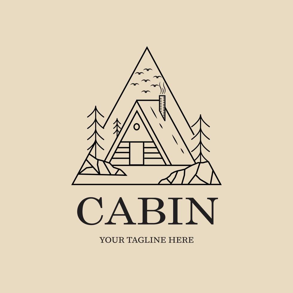 cabin linear logo, icon and symbol, vector illustration design