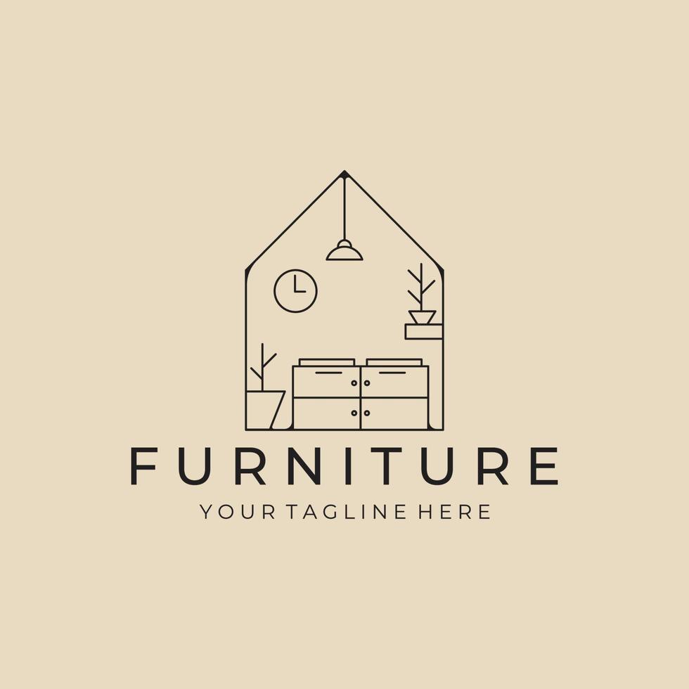 furniture linear logo, icon and symbol, with emblem vector illustration design