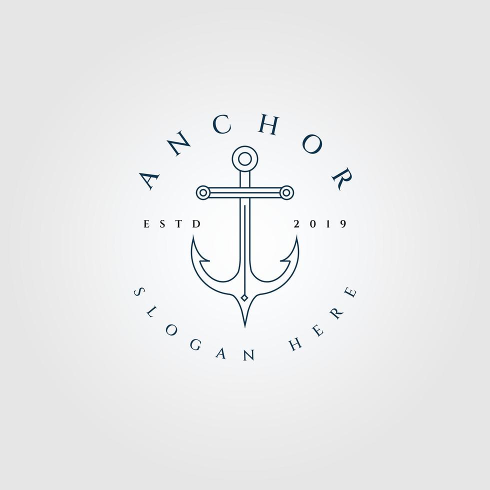 anchor line art logo, icon and symbol vector illustration design