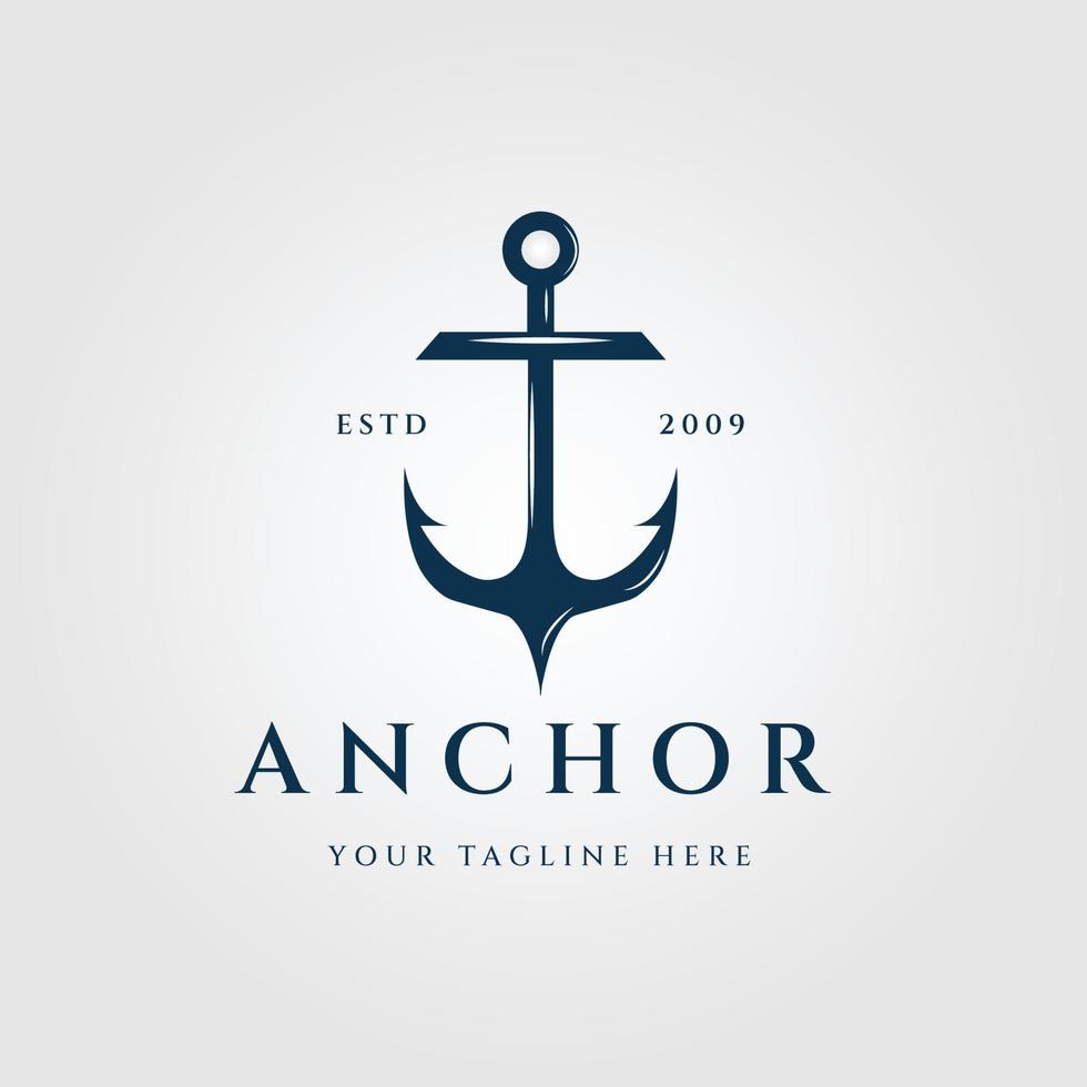 anchor vintage logo, icon and symbol vector illustration design