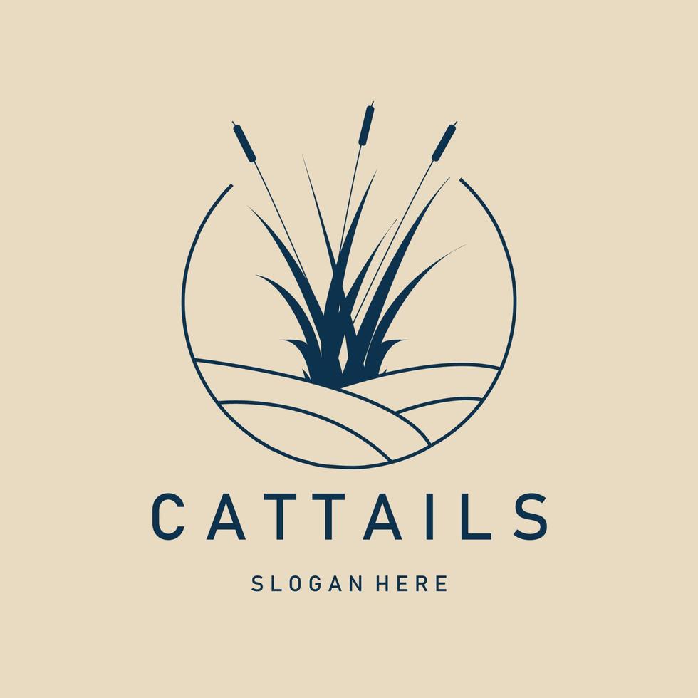 cattails vintage logo, icon and symbol, with emblem vector illustration design